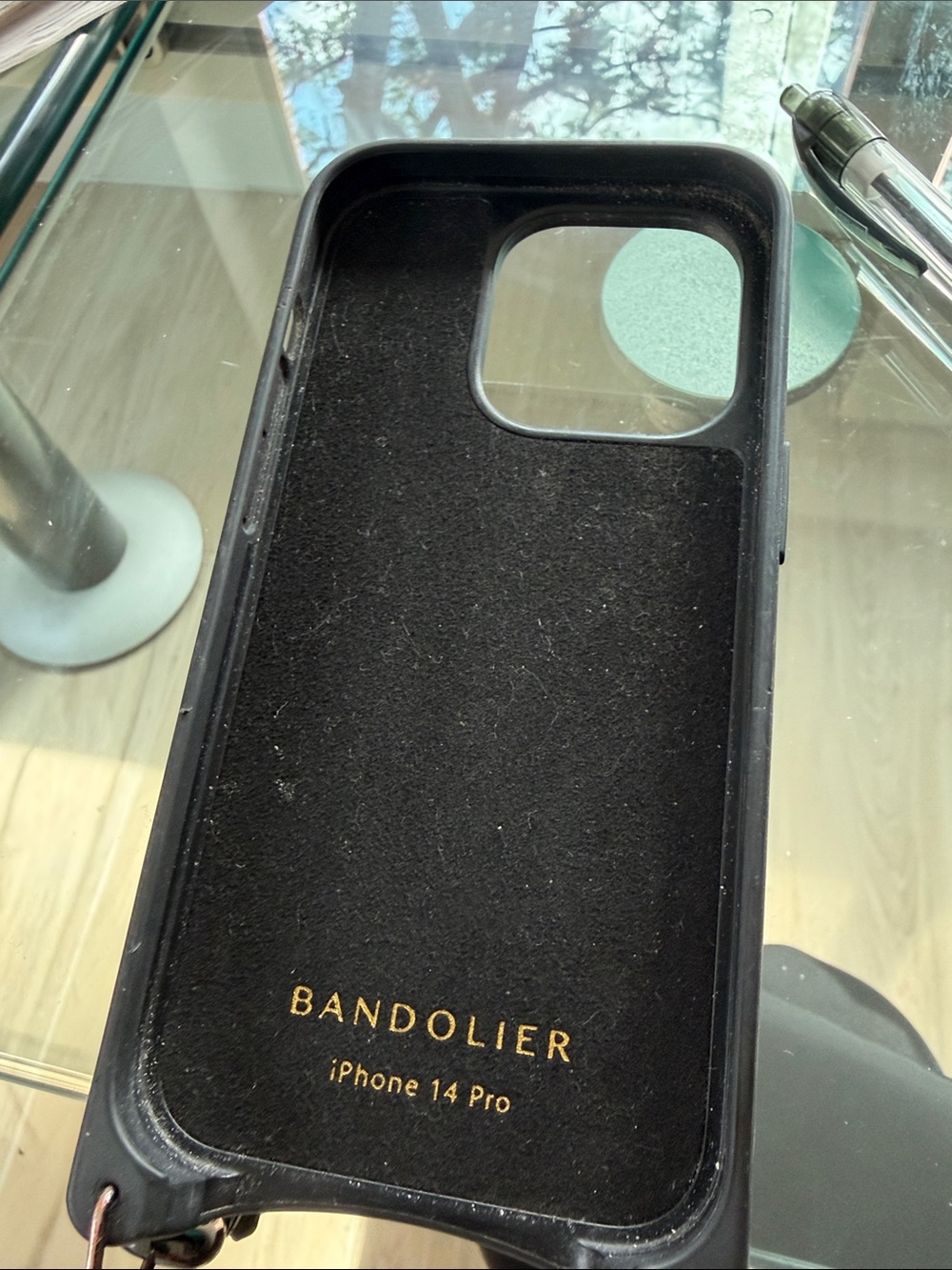 Bandolier Black Leather iPhone 14 Pro Crossbody Case